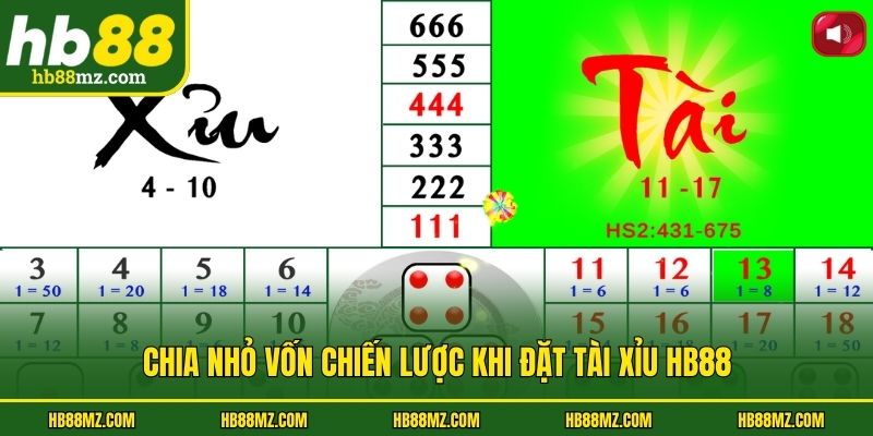 Chia nhỏ vốn chiến lược khi đặt tài xỉu HB88